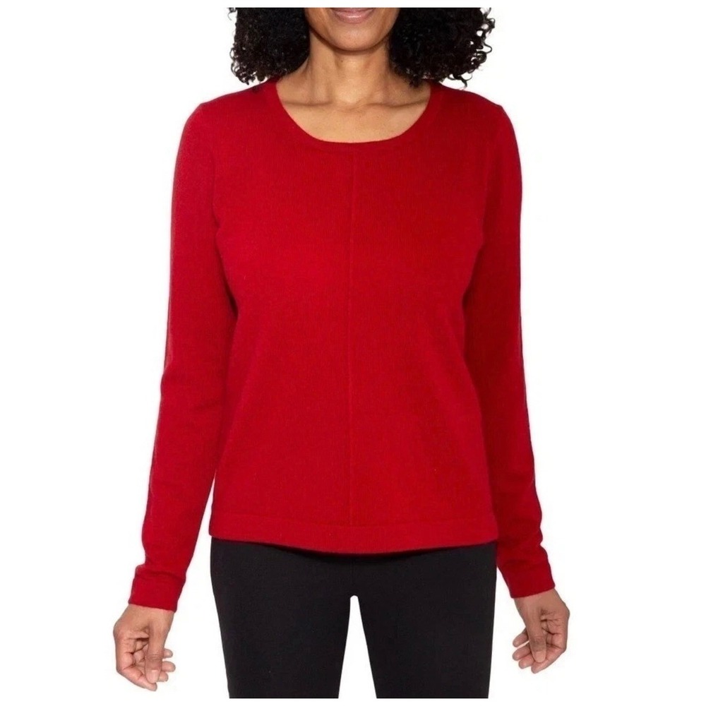 Mario Serrani Red Textured L/S Diamond Knit Top Womens •L• Office Casual Layer
